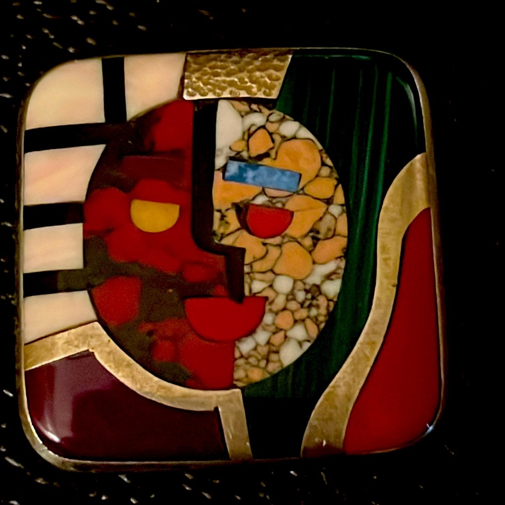 Abstract Mosaic Art Piece hecho e Mano  mono Sterling silver Mexico